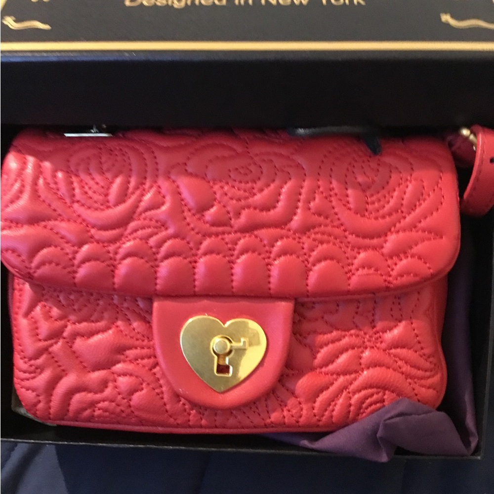 NWT Sharif Rosa Quilted Red Genuine Leather Shoulder / Crossbody/ Waist Bag